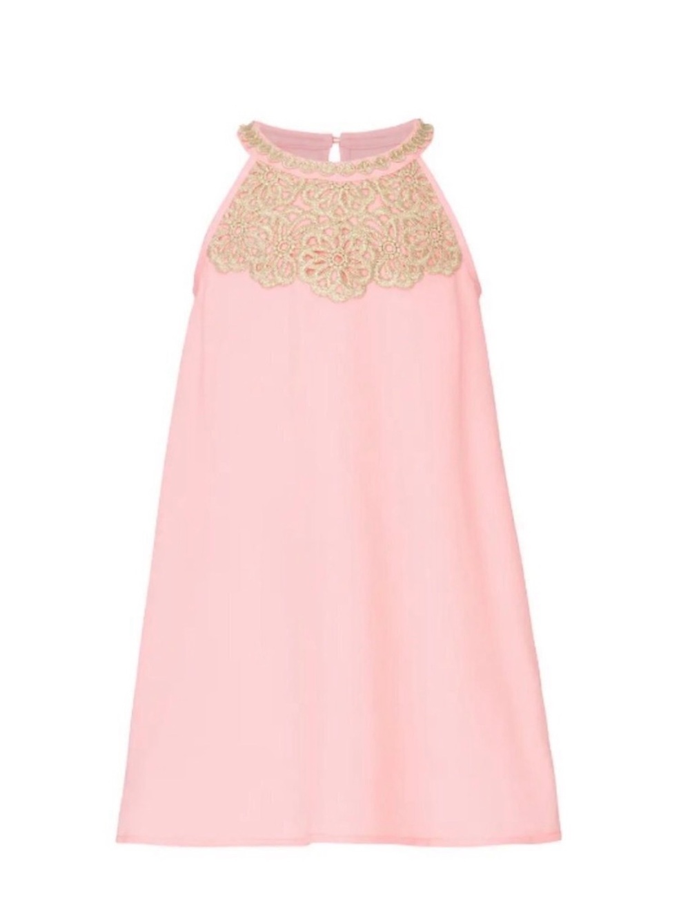 Lily Pulitzer Girls Light Pink Dress with Gold Neckline